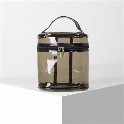 Косметичка ПВХ, отдел на молнии, с ручкой, цвет чёрный - фото 2062289