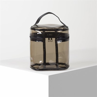 Косметичка ПВХ, отдел на молнии, с ручкой, цвет чёрный - фото 2062290