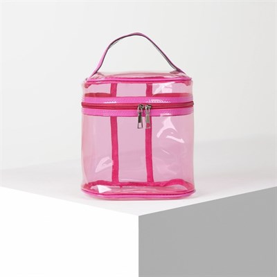 Косметичка ПВХ, отдел на молнии, с ручкой, цвет малиновый - фото 2062297