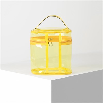 Косметичка ПВХ, отдел на молнии, с ручкой, цвет жёлтый - фото 2062302