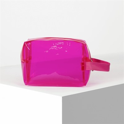 Косметичка ПВХ, отдел на молнии, с ручкой, цвет малиновый - фото 2062306
