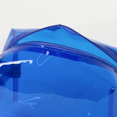 Косметичка ПВХ, отдел на молнии, с ручкой, цвет синий - фото 2062311