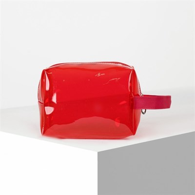 Косметичка ПВХ, отдел на молнии, с ручкой, цвет красный - фото 2062314