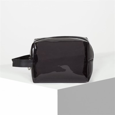 Косметичка ПВХ, отдел на молнии, с ручкой, цвет чёрный - фото 2062321