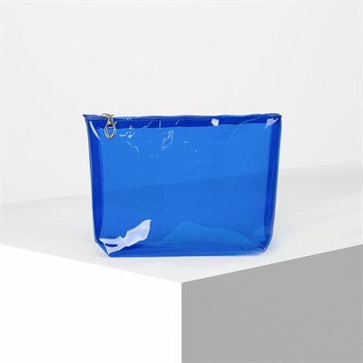 Косметичка ПВХ, отдел на молнии, цвет синий - фото 2062333