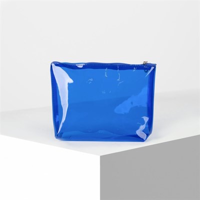 Косметичка ПВХ, отдел на молнии, цвет синий - фото 2062334