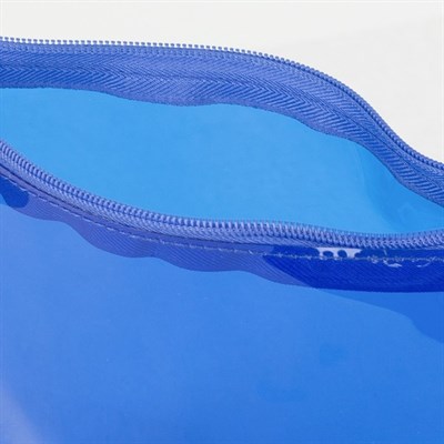 Косметичка ПВХ, отдел на молнии, цвет синий - фото 2062335