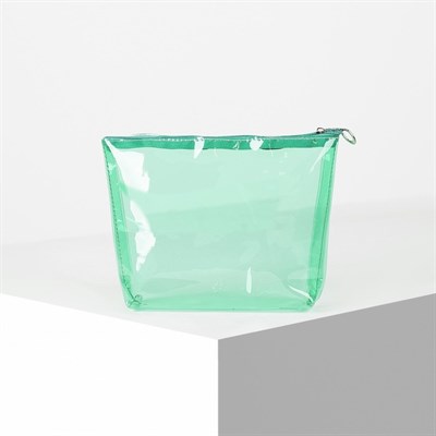 Косметичка ПВХ, отдел на молнии, цвет зелёный - фото 2062350