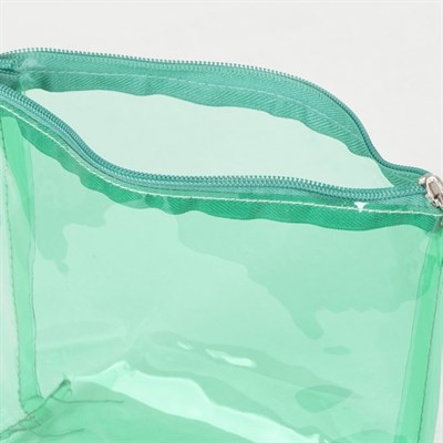 Косметичка ПВХ, отдел на молнии, цвет зелёный - фото 2062351