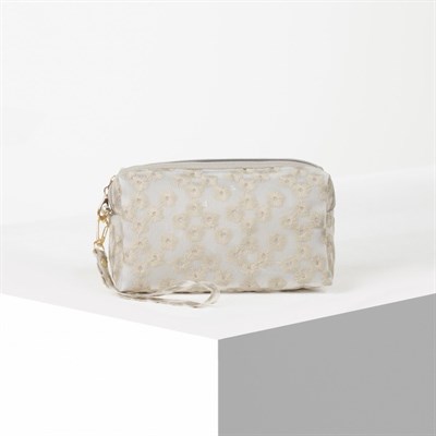 Косметичка ПВХ, отдел на молнии, с ручкой, цвет матовый серый - фото 2062377