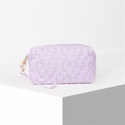 Косметичка ПВХ, отдел на молнии, с ручкой, цвет матовый сиреневый - фото 2062389