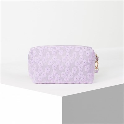 Косметичка ПВХ, отдел на молнии, с ручкой, цвет матовый сиреневый - фото 2062390