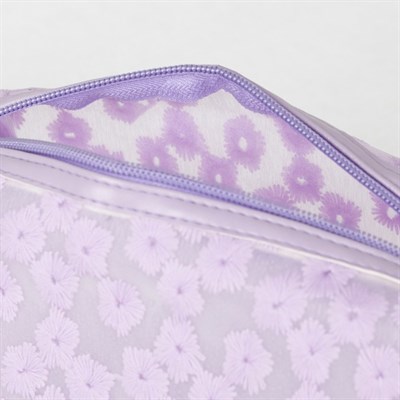 Косметичка ПВХ, отдел на молнии, с ручкой, цвет матовый сиреневый - фото 2062391