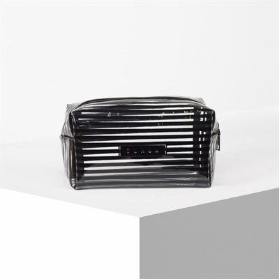 Косметичка ПВХ, глянец, отдел на молнии, цвет чёрный - фото 2062393