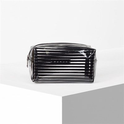 Косметичка ПВХ, глянец, отдел на молнии, цвет чёрный - фото 2062394