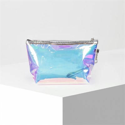 Косметичка ПВХ, отдел на молнии, с ручкой, цвет перламутр/серебро - фото 2062446