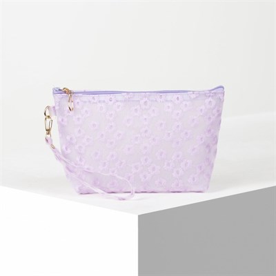 Косметичка ПВХ, отдел на молнии, с ручкой, цвет матовый сиреневый - фото 2062469