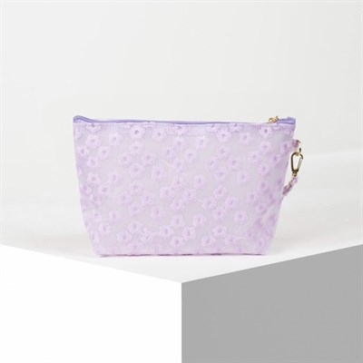Косметичка ПВХ, отдел на молнии, с ручкой, цвет матовый сиреневый - фото 2062470