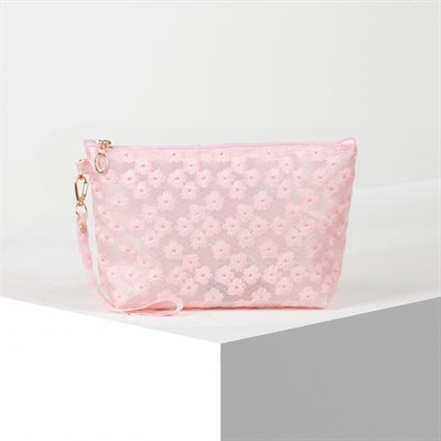 Косметичка ПВХ, отдел на молнии, с ручкой, цвет матовый розовый - фото 2062505