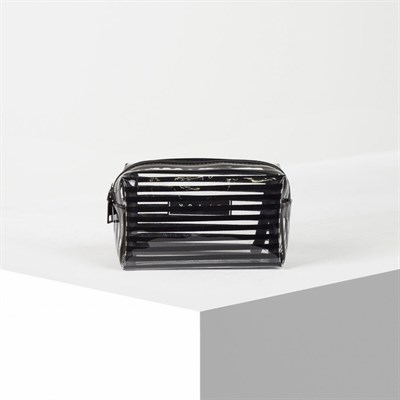 Косметичка ПВХ, глянец, отдел на молнии, цвет чёрный - фото 2062526