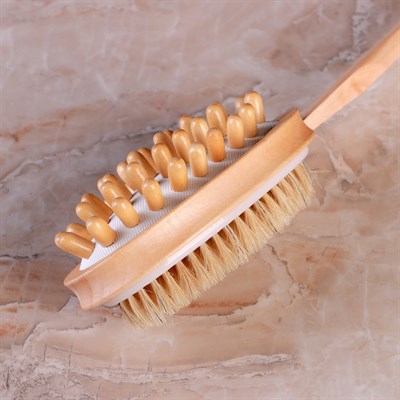 Щётка натуральная, массажная, с ручкой, гладкая - фото 2062591