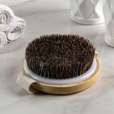 Щётка банная с ремешком, натуральная щетина - фото 2062611