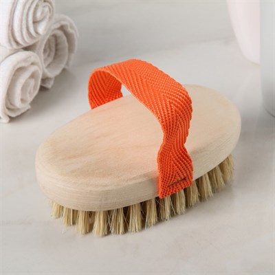 Щётка банная с ремешком МИКС, натуральная щетина - фото 2062618