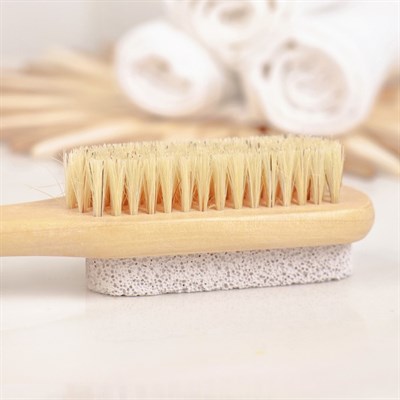 Щётка-пемза для тела с ручкой, натуральная щетина - фото 2062657