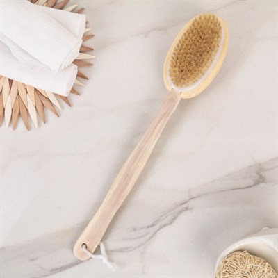 Щётка банная с ручкой и массажёром, натуральная щетина - фото 2062672