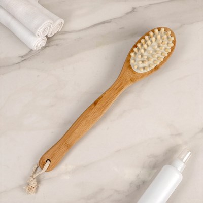 Щётка банная с ручкой и массажёром, натуральная щетина - фото 2062692