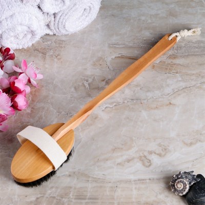 Щётка натуральная с ручкой, конский волос, гладкая - фото 2062720