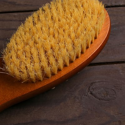 Щётка банная с ручкой и массажером, натуральная щетина - фото 2062756