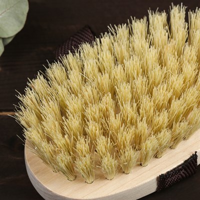 Щётка банная из щетины тампико с ремешком - фото 2062759