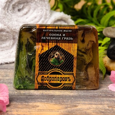 Натуральное мыло для бани и сауны "Сосна — Лечебная грязь" 100гр - фото 2063291