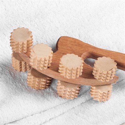 Массажер деревянный "Топорик", 8 роликов - фото 2063394