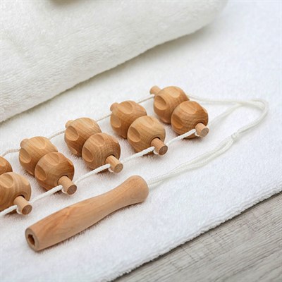 Массажёр-лента деревянный, роликовый, 10 звеньев - фото 2063403