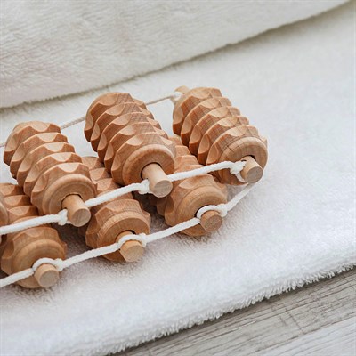 Массажёр-лента деревянный, роликовый, 10 звеньев - фото 2063454