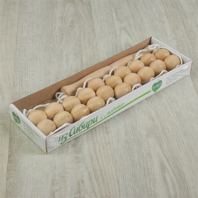 Массажёр-лента деревянный, шариковый, 10 звеньев - фото 2063459