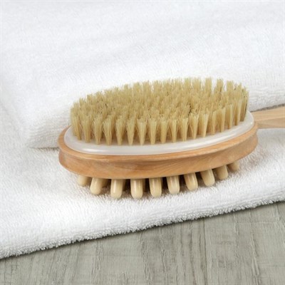 Массажёр деревянный, двусторонний, с щёткой - фото 2063514