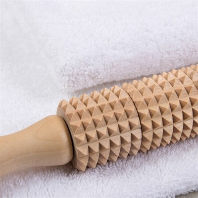 Массажёр «Скалка» для спины, деревянный, с шипами - фото 2063561