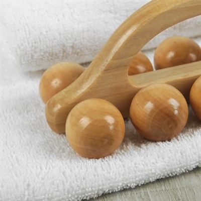 Массажёр «Гусеница», деревянный, 10 шариков - фото 2063630