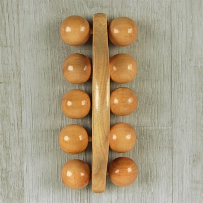 Массажёр «Гусеница», деревянный, 10 шариков - фото 2063631