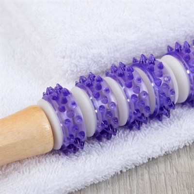 Массажёр для спины «Скалка», 9 колёс с шипами, цвет МИКС - фото 2063650