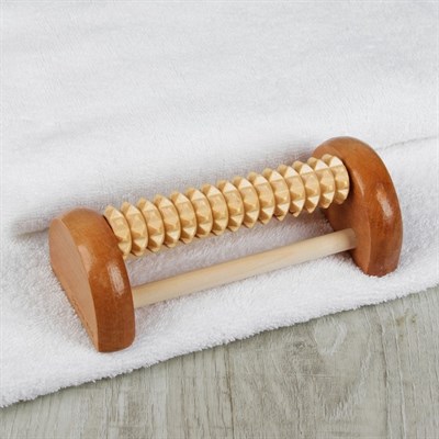 Массажёр «Барабан», деревянный, 1 ролик с шипами - фото 2063653