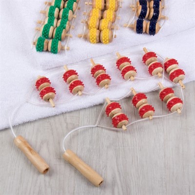 Массажёр-лента, деревянный, 9 звеньев, цвет МИКС - фото 2063676