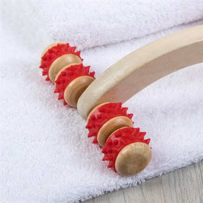 Массажёр деревянный, 8 колёс, цвет МИКС - фото 2063684