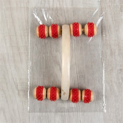 Массажёр деревянный, 8 колёс, цвет МИКС - фото 2063685