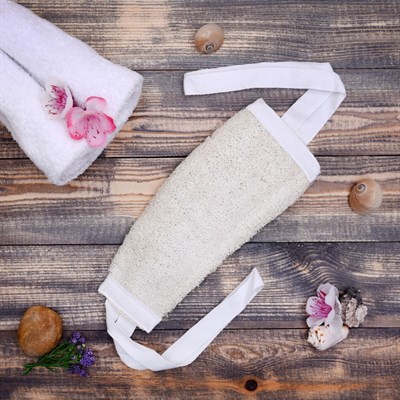 Мочалка банная натуральная с ручками, люффа - фото 2063757