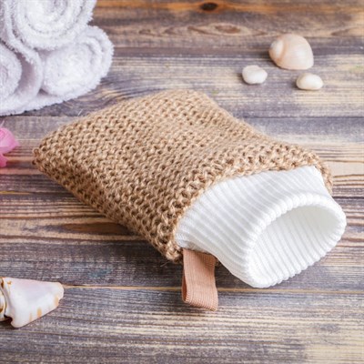 Мочалка "Рукавица", джут, 23х11см - фото 2063768