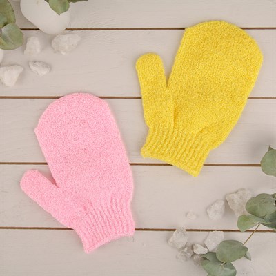 Мочалка-варежка с пальцем, массажная, цвет МИКС - фото 2063873